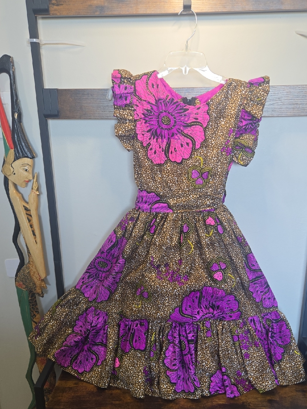 Vibrant Purple Floral Ruffle Dress